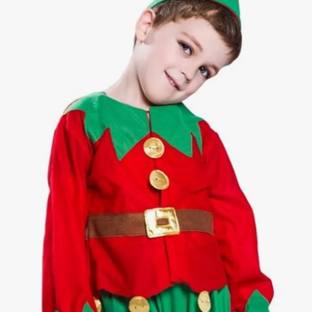 KIDS ELF COSTUME HALLOWEEN CHRISTMAS SZ LARGE KIDS SIZE 10 min